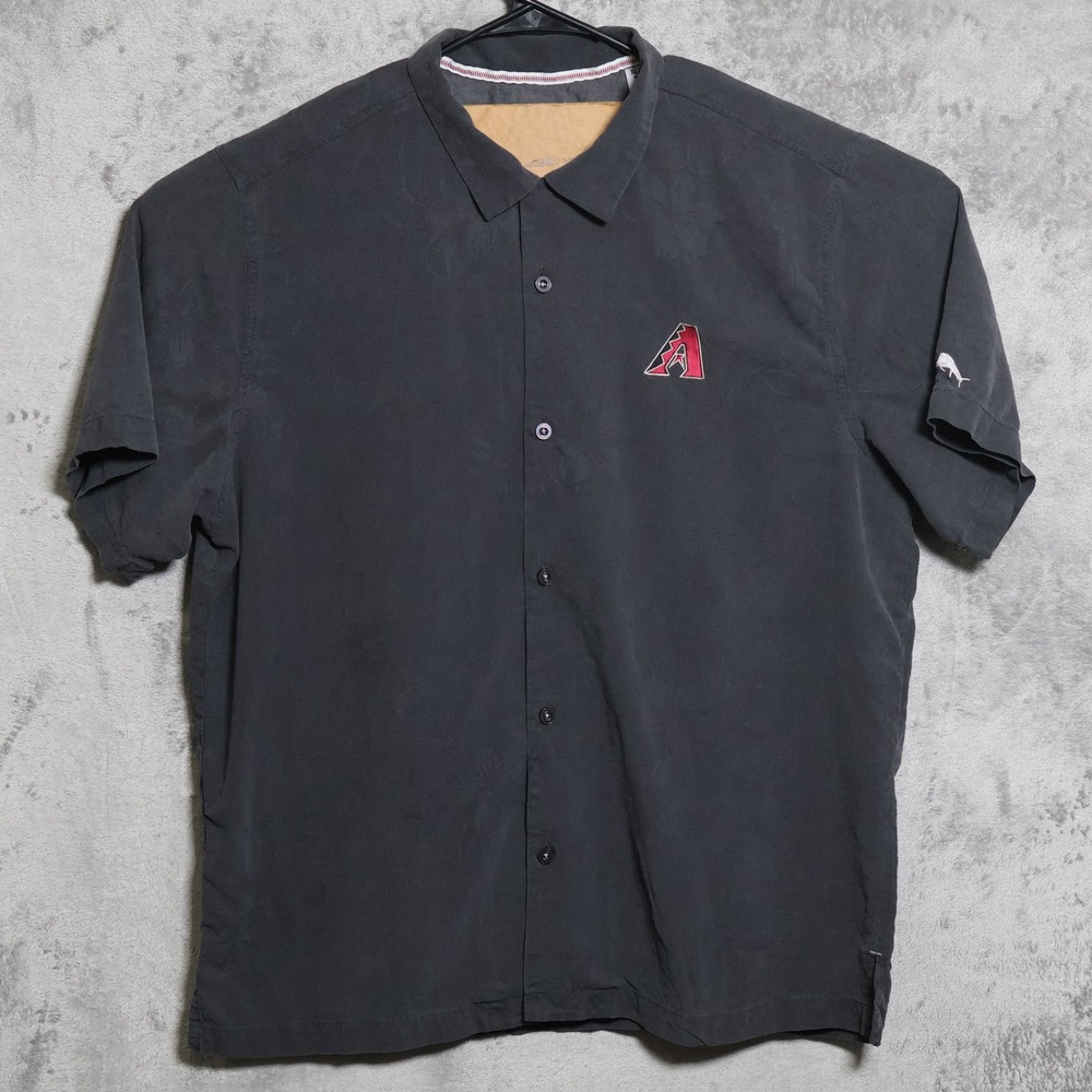 Tommy Bahama Arizona Diamondbacks Shirt Mens XL Gray‎ Silk Baseball Camp Casual